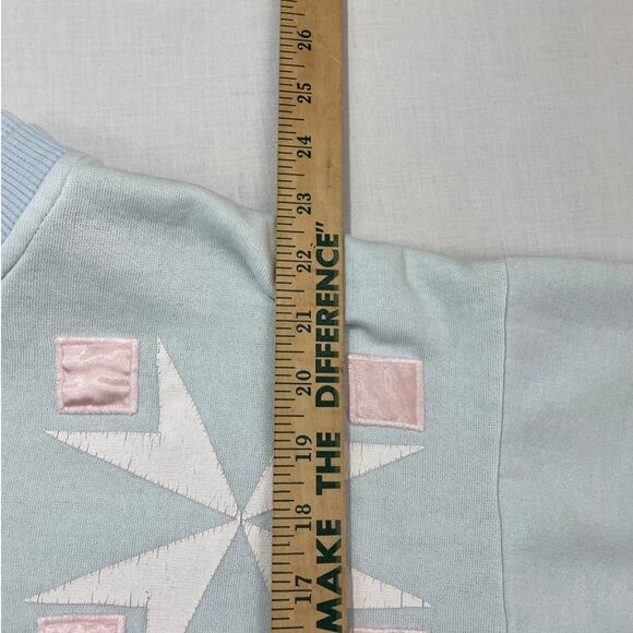 VTG 90s Women's Geometric Pattern Sweatshirt size L Blue Pink - Picture 8 of 8